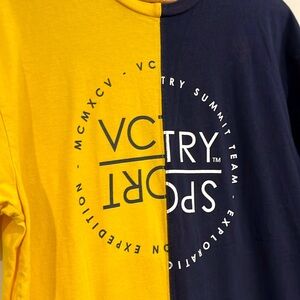 10.DEEP Split Sail Tee VCTRY SPORT Short Sleeve Like New Yellow Navy Cotton